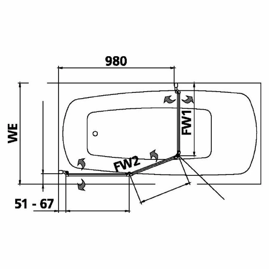 Kermi Vario 2000 Badewannenfaltwand Mit Flügel – Bild 3