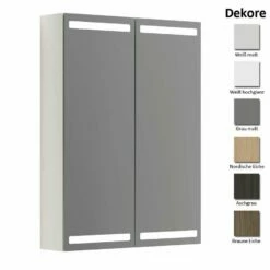 Dansani Delta Spiegelschrank Mit LED-Beleuchtung 2T 60 Cm
