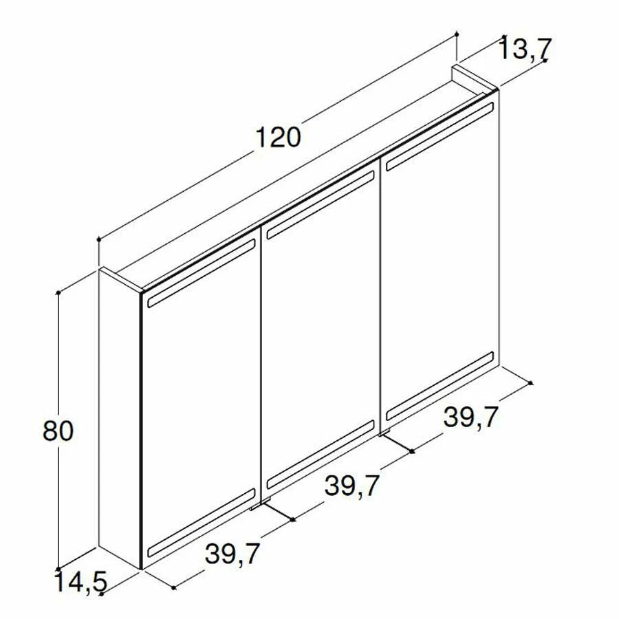 Dansani Delta Spiegelschrank Mit LED-Beleuchtung 3T 120 Cm – Bild 2