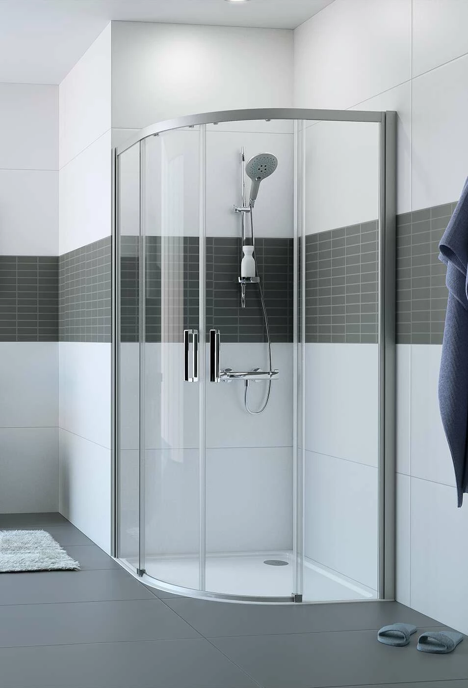 Hüppe Classics 2 Runddusche Viertelkreis Gleittür EasyEntry Radius 500