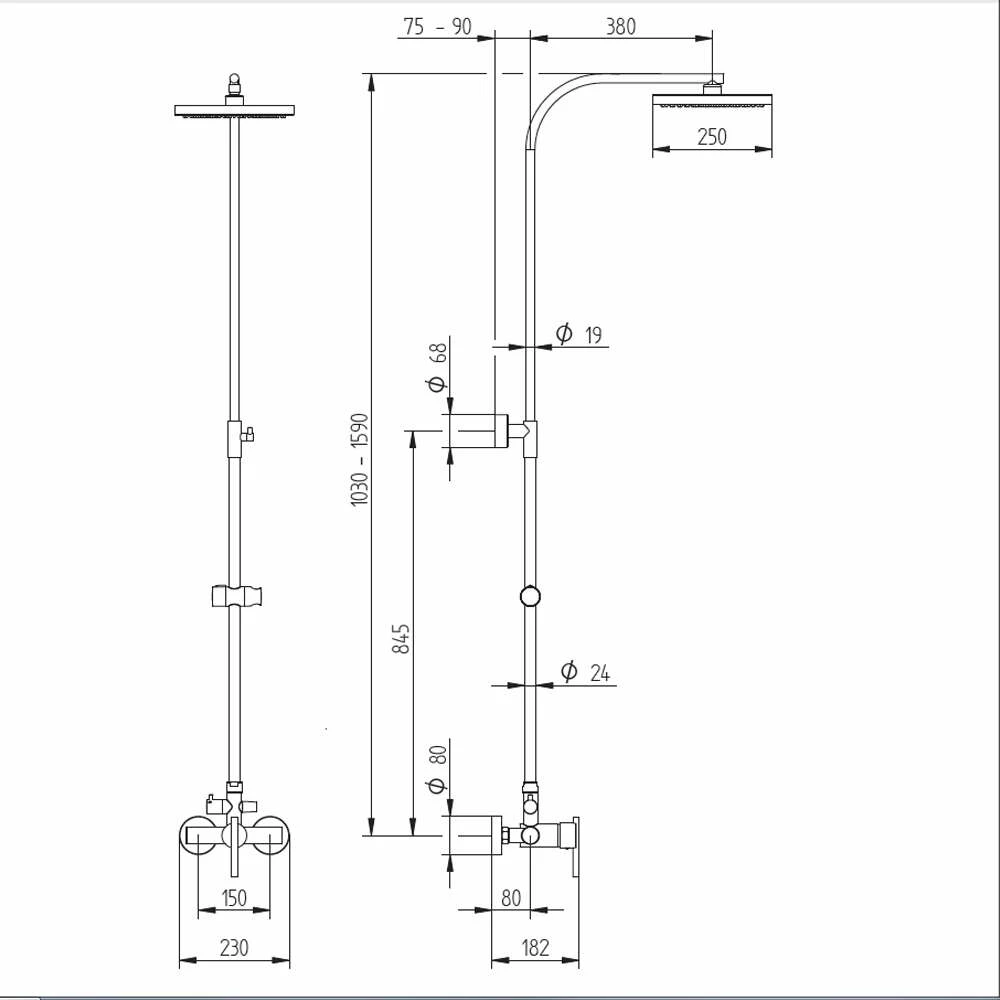 Breuer Aquamaxx 320 Mit Einhebelmischer, Kopfbrause Eckig â Bild 2
