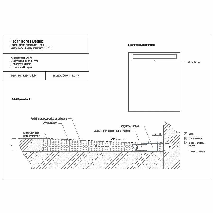 Duschmeister Duschelement Slimline Halbkreis Befliesbar Mit Rinne – Bild 2