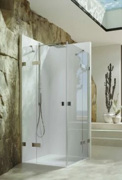 Hüppe SolvaPro Rahmenlos Schwingtür- Eckeinstieg Mit Festen Segmenten