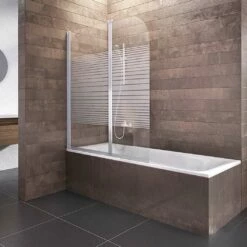 Schulte Badewannenfaltwand Köln 140x114 Cm Querstreifen Alu Natur