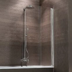 Schulte Berlin Badewannenfaltwand 140 X 80 Cm Ohne Bohren Alu-Natur