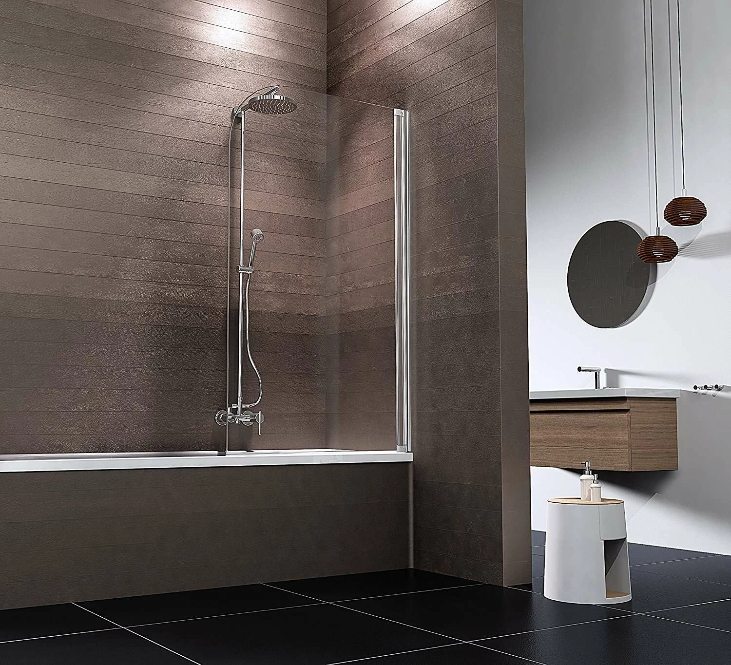 Schulte Berlin Badewannenfaltwand 140 X 80 Cm Ohne Bohren Alu-Natur – Bild 2