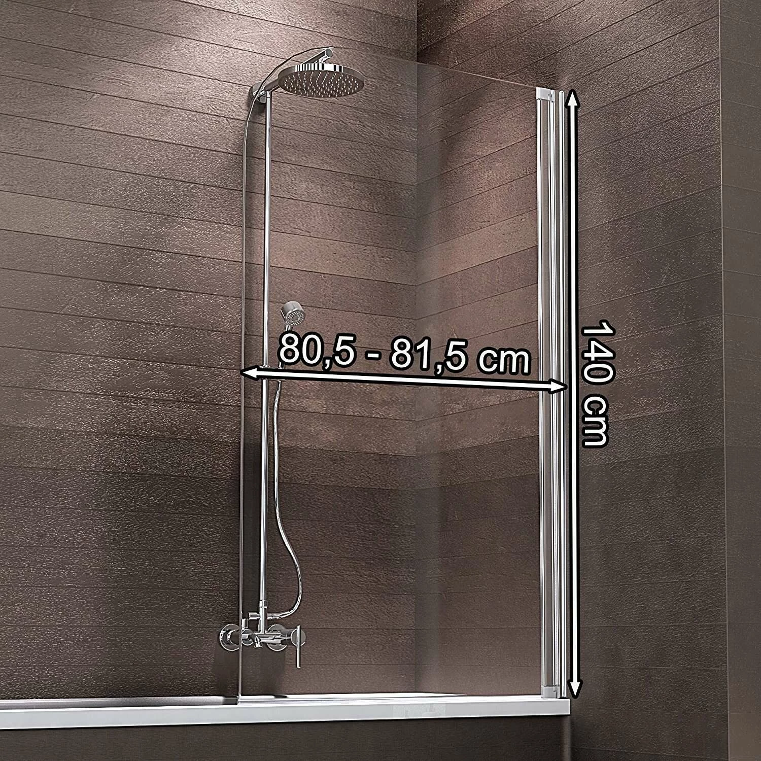 Schulte Berlin Badewannenfaltwand 140 X 80 Cm Ohne Bohren Alu-Natur – Bild 4