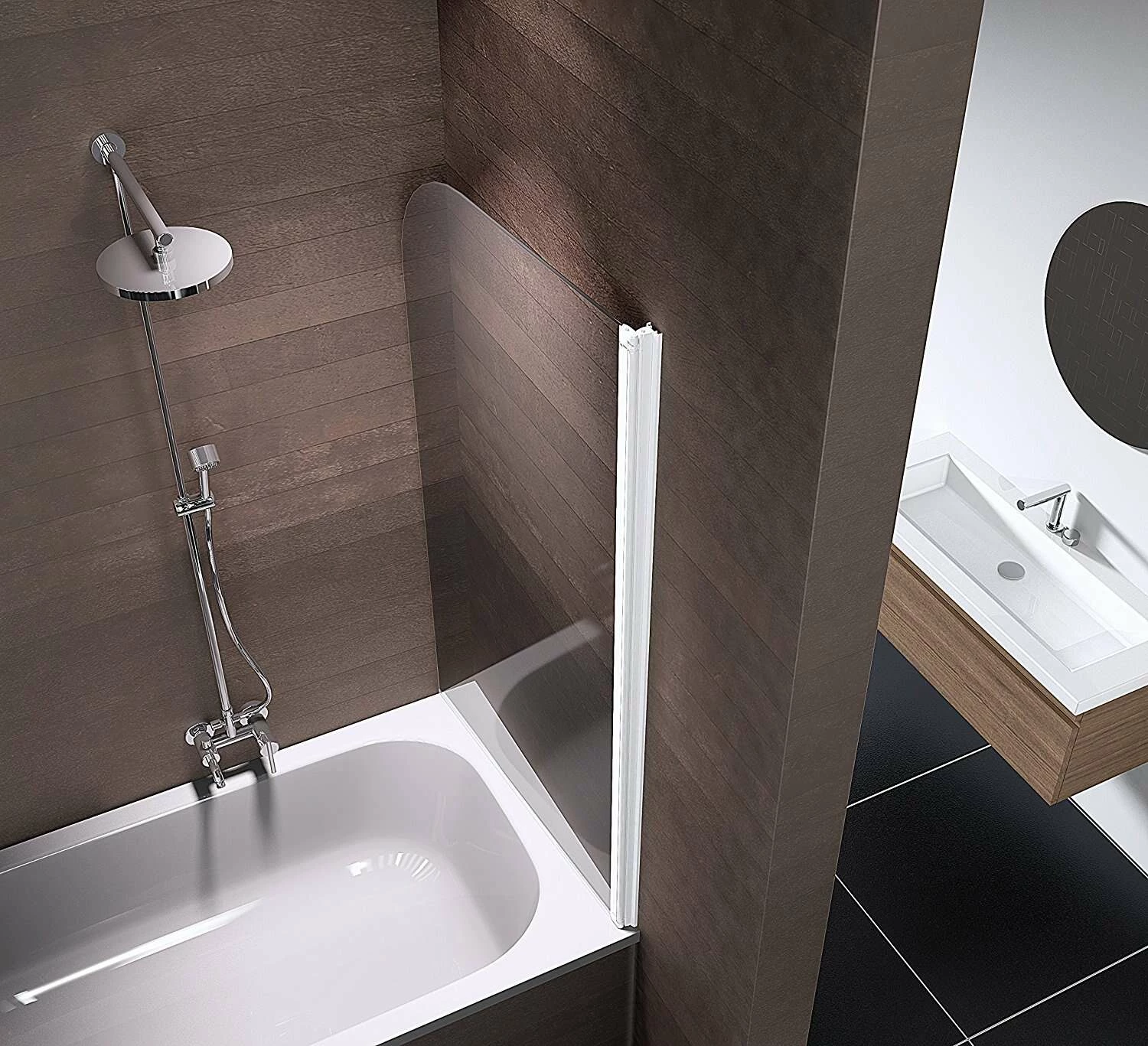 Schulte Berlin Badewannenfaltwand 140 X 80 Cm Ohne Bohren Alpinweiß – Bild 3