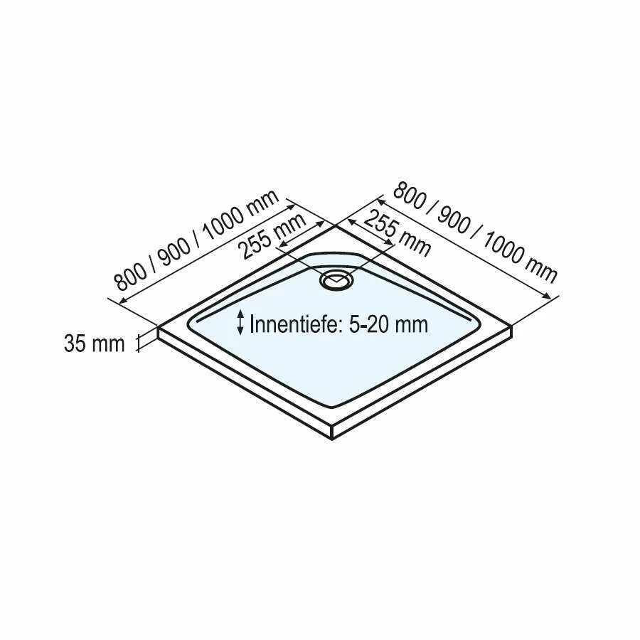 Schulte Duschwanne Acryl EF Flat Duschbecken Quadrat – Bild 2