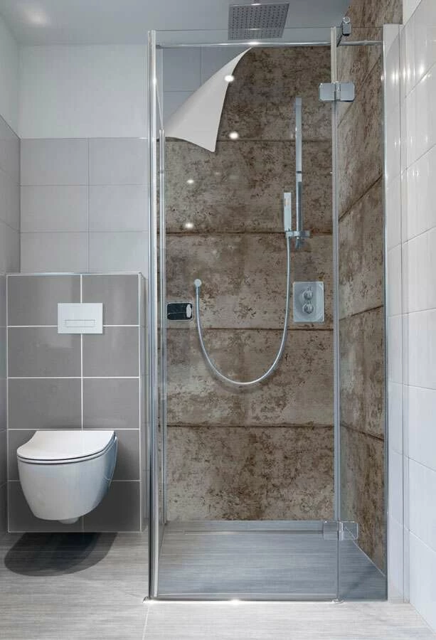 Duschmeister Duschrückwand Badrückwand Folie Motiv Betonplatten Toffee – Bild 2