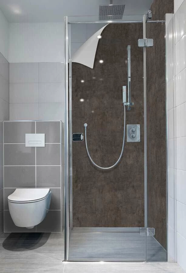 Duschmeister Duschrückwand Badrückwand Folie Motiv Beton Toffee – Bild 2