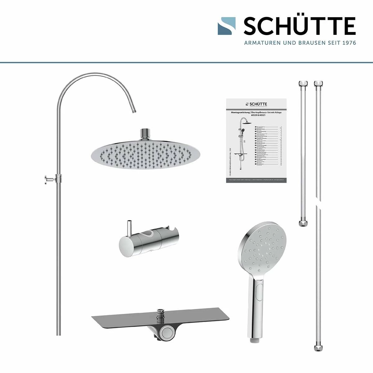 Schütte Überkopfbrauseset Aquastar Top Mit Ablage Und Umsteller Mittig Chrom-anthrazit – Bild 9