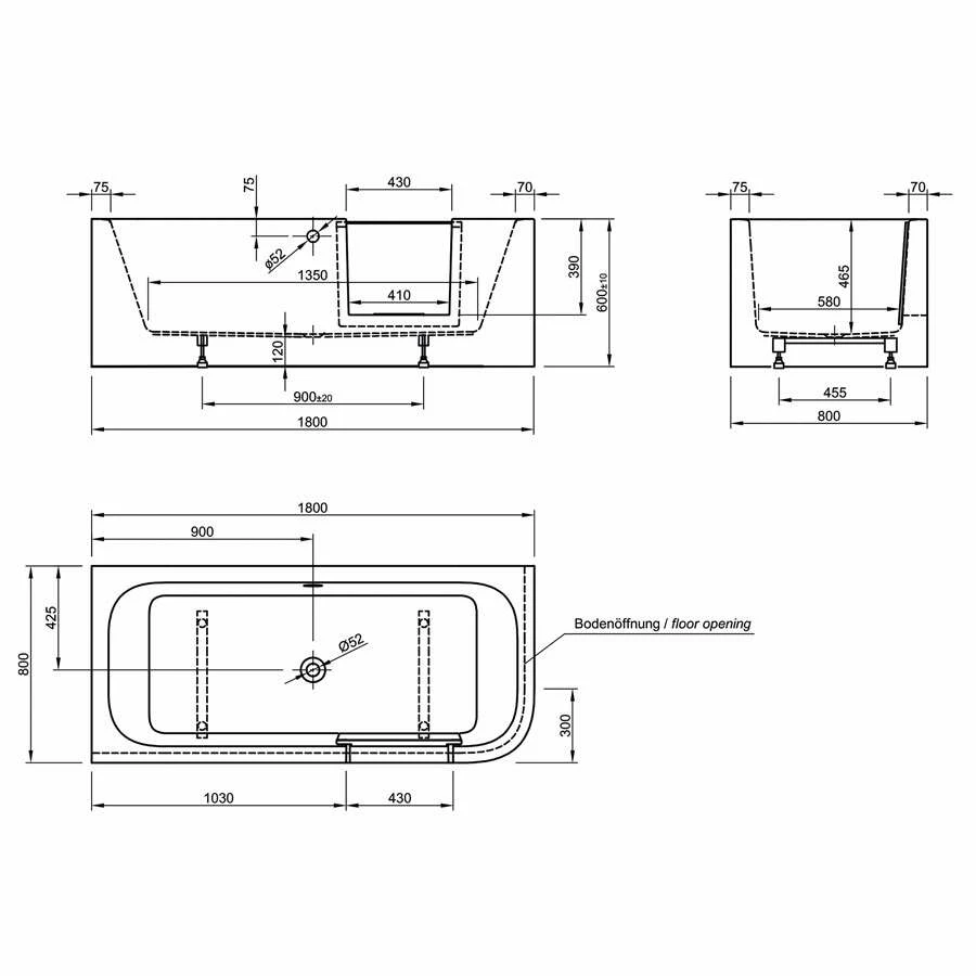 Ottofond Badewanne Mit Tür Free-Gate A 180 X 80 – Bild 3