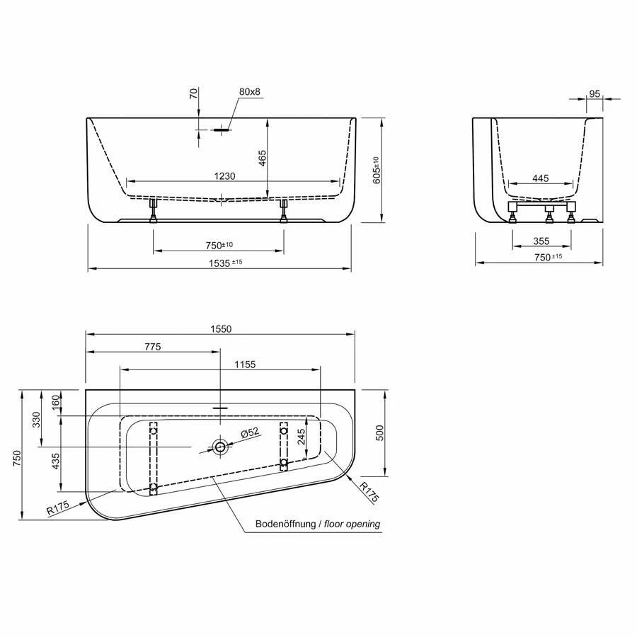Ottofond Freistehende Badewanne Pino A 155 X 75 – Bild 4