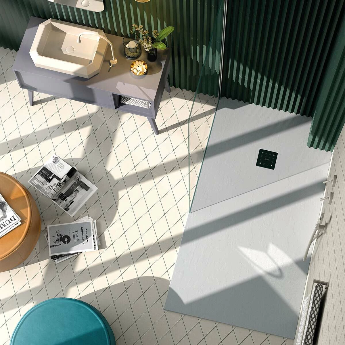 Doccia Basalto Duschwanne Mineralguss Stein Rechteckig Extra Flach