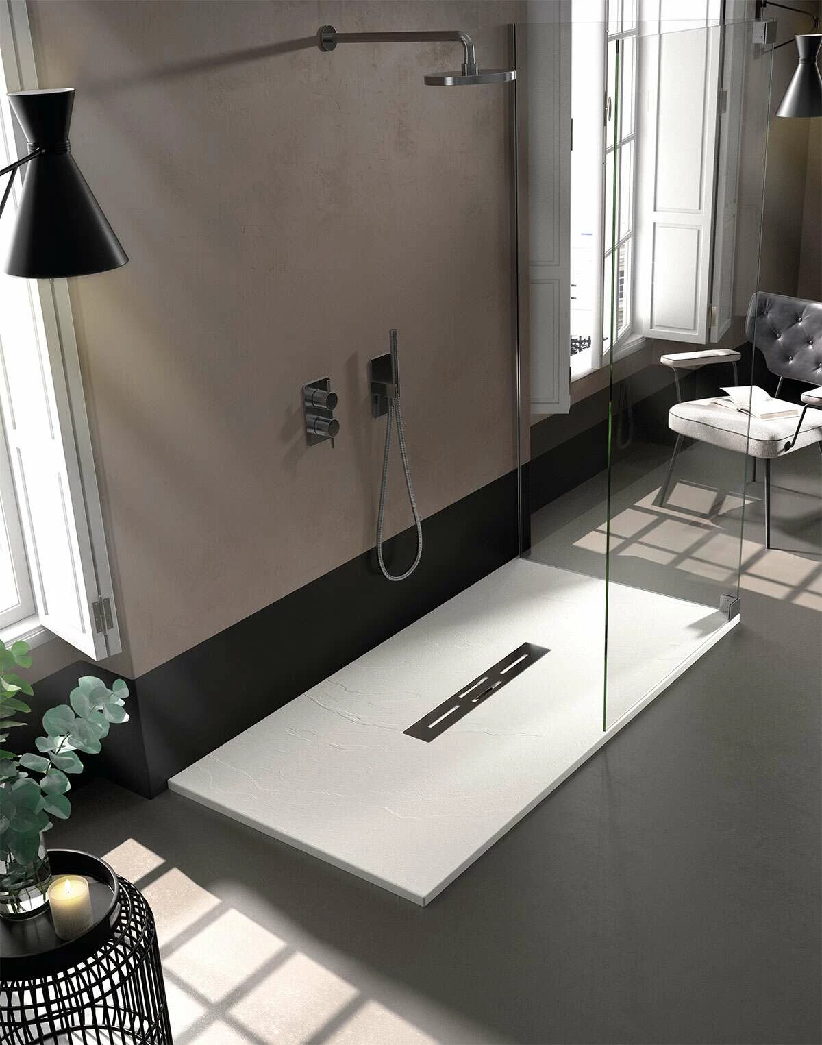 Doccia Ardesia Duschwanne Mineralguss Stein Rechteckig Extra Flach XXL – Bild 2